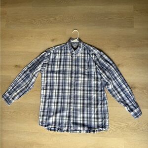 Lacoste Men's Navy and White Plaid Shirt
